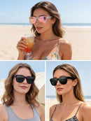 Wzerry Polarized Over Glasses Sunglasses for Women Men with Large Shades | Black/Grey + Black/Pink + Clear/Pink — 6