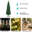 Goplus 6FT Pencil Christmas Tree, Artificial Slim Christmas Tree, 400 Branch Tips, Premium PVC Needles, with Sturdy Metal Stand, Unlit Xmas Tree for Home Office Shops Hotels — 5