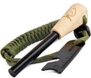 Texas Bushcraft Fire Starter - 3/8" Thick Ferro Rod with Striker and Paracord Wrist Lanyard – Waterproof Flint Fire Steel Survival Lighter for Your Camping, Hiking and Backpacking Gear | Army Green — 1
