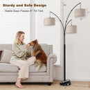 3 Light Arc Floor Lamp with Remote, Beige Shade Black Pole — 8