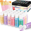 Caliart 24 Colors Pastel Acrylic Paint Set with 12 Brushes, 34 Double Tip Brush Pens Art Markers, Canvas Ceramic Rock Craft Painting Kit Art Supplies Gift for Artists Kids Beginners — 2
