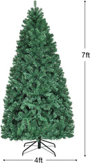 Goplus 7ft Pre-lit Artificial Christmas Tree, Hinged Premium Spruce Xmas Full Tree with 1096 PVC Tips, 300 LED Lights, Folding Metal Stand, for Home Office Party Decoration — 8