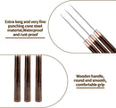 6 PCS Scratch Awl Tool, Awl Tool Sewing with Wooden Handle - Leather Awl Punch Tool for Leather Stitching, Sewing, DIY Craft Repair | Wooden Brown — 4
