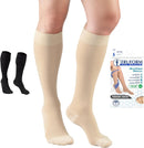 Truform 20-30 mmHg Compression Stockings for Men and Women, Knee High Length, Closed Toe | Beige | 2X-Large (1 Pair) | Aloe Infused Knit — 1