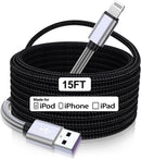 Cabepow 15 FT Extra Long iPhone Charger Cord,[Apple MFi Certified] Long Apple Lightning Cable 5M,2.4A Nylon Braided iPhone Fast Charging Cord for iPhone 14/14pro/13/12/11/11Pro/X/XS/XR/XS Max/8/7 1