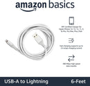 Amazon Basics USB-A to Lightning Cable, MFi Certified Charger for Apple iPhone iPad, Nylon Braided Cord, 10,000 Bend Lifespan, High Speed Transfer, 6 Foot, Silver 2