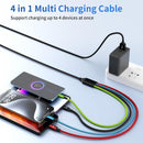 4 in 1 Multi Charging Cable, 2 Pack 5FT Charging Cords for Multiple Devices 6