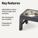 Amazon Basics Elevated Dog Bowls Stand, 5 Height Adjustable Foldable Raised…