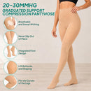 Compression Pantyhose for Women 20-30mmhg Closed Toe for Edema | Beige | 4X-Large — 2