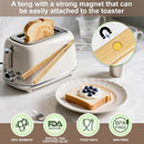 Magnetic Bamboo Toaster Tongs (Set of 2), 10.2-Inch Extra-Long Kitchen Tongs with Rebound-Construct & Anti-Slip… — 3