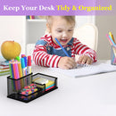 SUPEASY Pen Holder Desk Organizer, Office Supplies Pencil Holder with 3 Compartments, Desk Accessories and Workspace Organizers for Home School Classroom, Black — 2