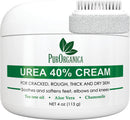 PurOrganica Urea 40% Foot Cream - Made in USA - Callus Remover - Moisturizes & Rehydrates Thick, Cracked, Rough, Dead & Dry Skin - For Feet, Elbows and Hands - With Pumice Stone and Brush — 1