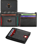 VATAN Wallet for Men Slim RFID Blocking Leather Credit Card Holder Wallet for 15 Cards, Bifold Minimalist Thin Wallet with 2 ID Windows & Cash Slot, With Gift Box (Carbon Fiber Black) — 1