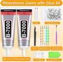 B7000 Glue Clear with Precision Tip, 2Pcs 110mL Jewelry Bead Gem Glue, Strong Adhesive Bedazzling Glue with Silver… — 2