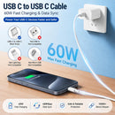 60W USB C to C Cable 3Pack 6FT PD 3.0 Fast Charging for iPhone 18/17 / Duo 2