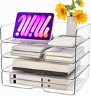 Paper Organizer Letter Tray, 4-Pack Acrylic File Organizer, Clear — 1