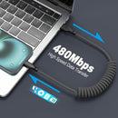 Coiled Carplay Car Charger Fast Charging, USB A to USB C Cable 2 Pack 7