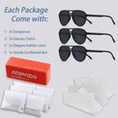 ANDWOOD Polarized Aviator Sunglasses for Women Men Tangle Free Pilot Shades | (3pack) Black + Black + Black — 5