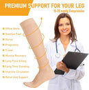 BSERA 2 Pairs Sheer Compression Socks for Women 15-20 mmHg Knee High | Beige Dots | Large — 6