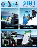 VANMASS Car Phone Holder 2026 Ultimate Military-Grade Strongest Suction & Clip Windshield Dashboard【Newest Best Strongest】 Cell Phone Automotive Dash Gauge Accents for iPhone 18 Pro Max 17 16 15 14 | Blue photo 4