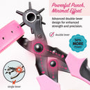 Pro-Master Belt Hole Puncher for Leather, Effortless Control, Precise Holes | Pink Hand-held — 3