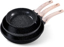 CAROTE Non Stick Frying Pan, Black 8"+10"+12" Granite Skillet Set