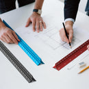 Rena Chris 2PCS Architectural Scale Ruler: 12" Imperial Aluminum Alloy Metal Architecture Measuring Tools, Engineering Drafting Construction Drawing Blueprints Triangular Architect Scaling Rulers | Red+Black — 7