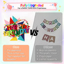 Rainbow 3D Happy Birthday Banner, Pre-Strung Felt Party Decorations — 3