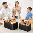 Metal Bread Box Set of 2 with Bamboo Lid, Modern Bread Storage Containers with Air Vents, Bamboo Cutting Board Lid, Farmhouse Kitchen Decor Organizer for Countertop, 2-Size,Embossed Black — 7