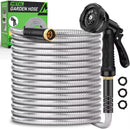 Kebose Garden Hose 50FT, Stainless Steel Hose with 10 Functional Nozzles | Silver — 1