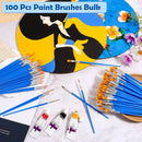Small Paint Brushes Bulk, Anezus 100 Pcs Flat and Round Pointed Brushes Craft Paint Brushes for Classroom Watercolor Canvas Face Painting | Mixed(50Flat+50Fine) — 2