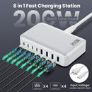 USB C Charger 200W USB C Charger Block,Upgraded GaN III 8-Port Fast Charging Station Hub,PD 65W Laptop Charging Adapter Compatible with MacBook Pro/Air,DELL,Steam Deck,iPhone 16/15/14,Galaxy S23/22 photo 2