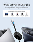 Baseus USB C to USB C Cable, 100W Retractable USB C 5A Fast Charging Cable 2