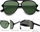 SOJOS Classic Polarized Aviator Sunglasses for Women Men, Retro Trendy Aviators Shades SJ2201 | Shiny Black/Dark Green | 58 Millimeters — 4