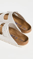 Birkenstock Women's Sandales Arizona Sfb Cuir Suede Earth Red – Antique White — 4