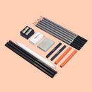 Amazon Basics Sketching and Drawing Art Pencil Kit, 17-Piece Set for Artists, Drawing Supplies with Pencils, Charcoal, Erasers, Sharpener for Shading, Black, White | 17 Count (Pack of 1) | Charcoal, Black, White — 1