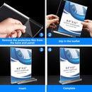 12 Pack Acrylic Sign Holder 8.5 x 11, Double-Sided Clear Sign Holder Plastic Stands for Display, T Shape Acrylic Table Sign Stands for Office Store Restaurants Wedding Party Decoration | Vertical 12 Pack 8.5x11 — 4