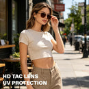 KUGUAOK Tangle Free Polarized Aviator Sunglasses for Women UV Protection Sports Running Sun Glasses Unisex Shades | Xh-1pcs-brown | 56 Millimeters — 2