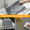 Songrey Silicone Dish Drying Mat for Kitchen Counter, 18" x 16", Dark Gray
