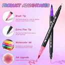 48 Colors Dual Markers Brush Pens, Art Markers Colored Pens for Adult Coloring Books, Brush and Fine Point Dual Tip Artist Colored Marker Set — 3