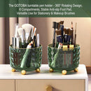 GOTOBA Dark Green Pen Pencil Holder for Desk, 360° Rotating Pen Organizer, Green Office Supplies, Cute Pen Holder, 6-Compartment Pencil Holder Rotating — 3