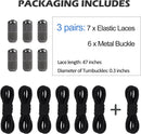 ZHENTOR Elastic Shoe Laces, Elastic No Tie Shoelaces for Sneakers, One Size Fits All Adults and Kids Shoes | Black 03W | 3 Pairs — 1