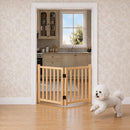YOCAN Non-Painted Wood FreeStanding Pet Gate for Dogs,Wooden Dog Gates for…