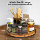 Lazy Susan Turntable Organizer for Cabinet Pantry Kitchen Countertop Refrigerator Cupboard, Pine Wood, 9", Carbonized Black — 7