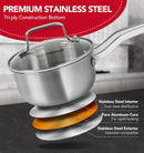 MICHELANGELO Stainless Steel Pots Set - 1QT & 2QT & 3QT Stainless Steel Sauce Pan with Lid, Induction Saucepan Set,… — 2