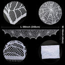 AerWo Halloween Fireplace Mantel Scarf, Halloween Decorations White Lace Spiderweb Fireplace Cover Festive Party Supplies,18 x 98 inch — 1
