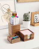 Acacia Wood Desk Organizer Set with Sticky Note Holder, Pencil Pen Cup & Paper Clip Storage, Office Desk Accessories for Marker Craft (Set of 3) — 4