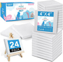 ESRICH Mini Canvases for Painting,4x4In Canvas in Bulk 24Pack, 2/5In Profile Small Square Canvas, Blank Canvases are Great for School Projects and Kids Birthday Parties, Home Decor Project. | 4x4in-24 Packs — 1