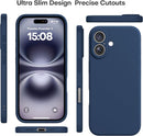 CellEver Heavy-Duty Silicone Case for iPhone 16 [Camera Protection] [Anti-Oil Coating] Military Drop Protection, Soft Scratch-Free Interior, Navy Blue — 2