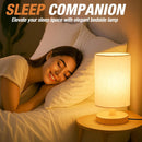 Desk Lamp LED Bulb Included, Small Bedside Table Lamp Plug-in - Classic Wood Base with Flaxen Fabric Shade, Lamps… — 7